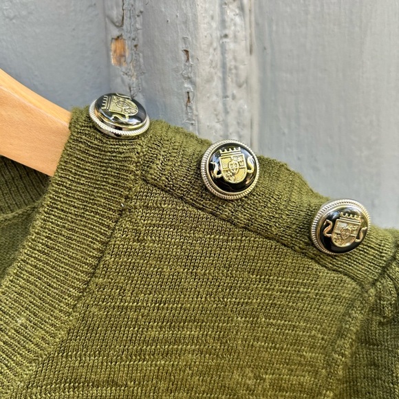 Veronica Beard Jeans Green Merino Button Grayden sweater, size Small - Picture 8 of 8